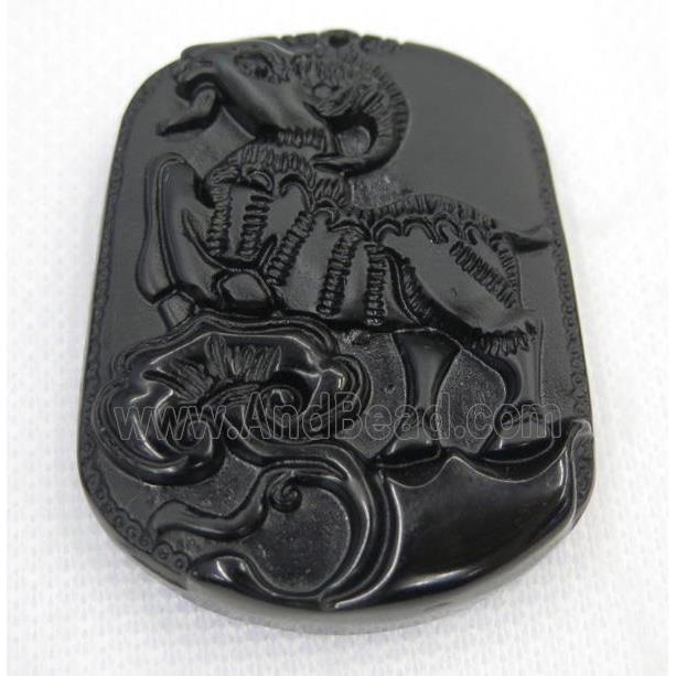 black Obsidian pendant, Chinese Zodiac Sheep