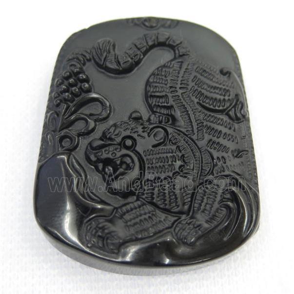 black Obsidian pendant, Chinese Zodiac Tiger