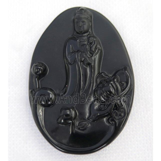 black Obsidian buddha pendant