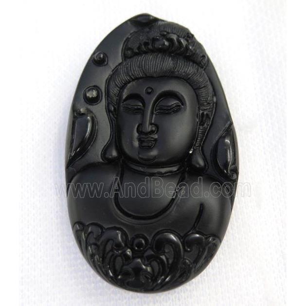 black Obsidian buddha pendant