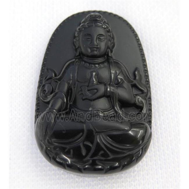 black Obsidian buddha pendant
