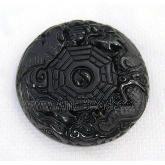 black Obsidian pendant, Chinese Yinyang