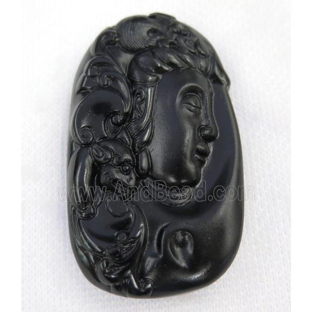 black Obsidian buddha pendant