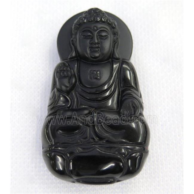 black Obsidian buddha pendant