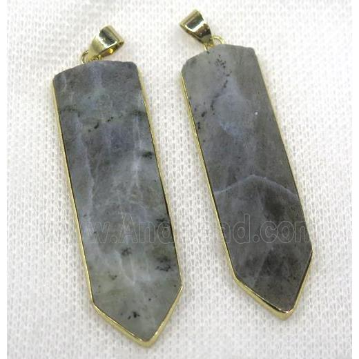 labradorite bullet pendant, faceted, gold plated