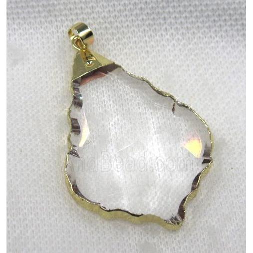glass crystal teardrop pendant, gold plated