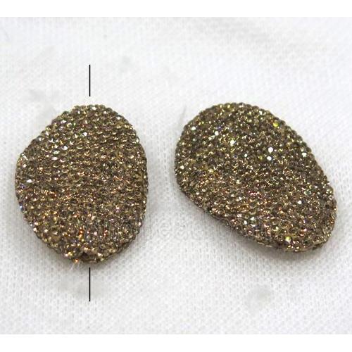 resin beads paved yellow rhinestone, twist