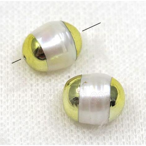 white Pearl rice Beads, gold plated
