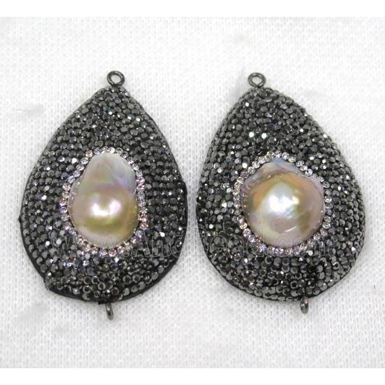 pearl connector paved black rhinestone