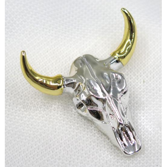resin BullHead pendant, silver plated