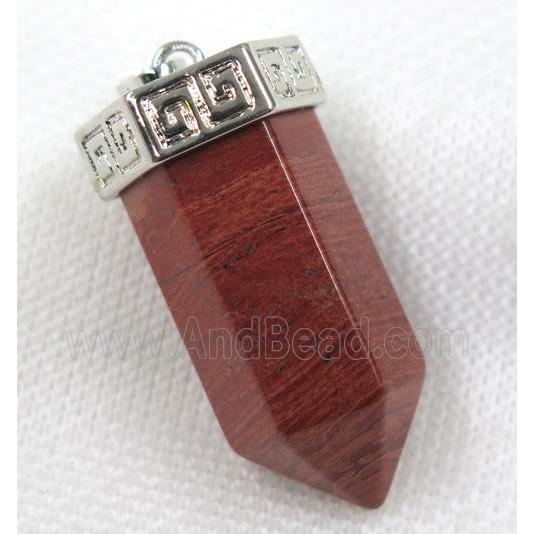 Red Jasper bullet pendant, platinum