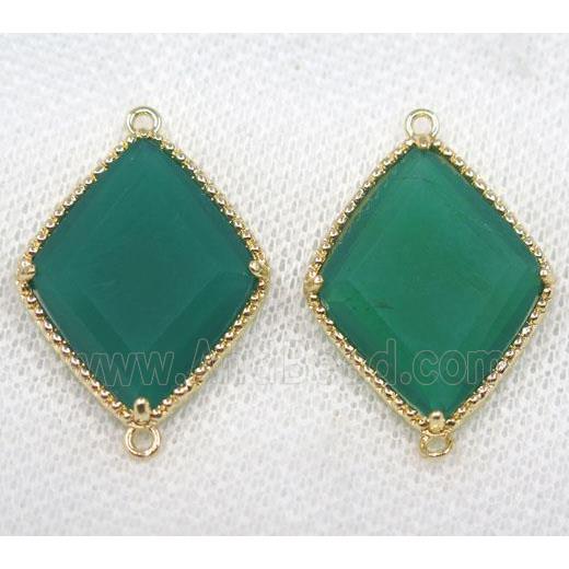 green crystal glass rhombic connector, gold plated