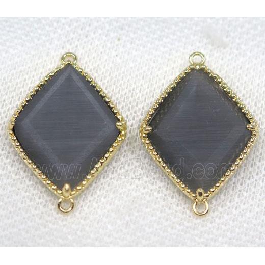 gray crystal glass rhombic connector, gold plated