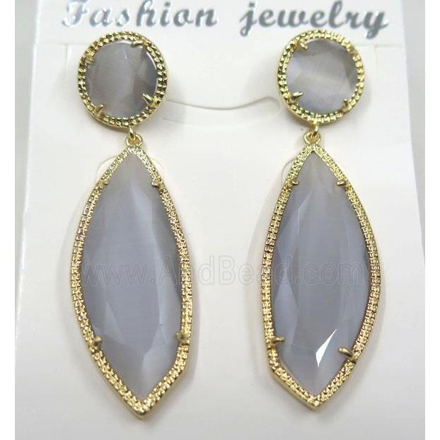 gray cat eye stone earring