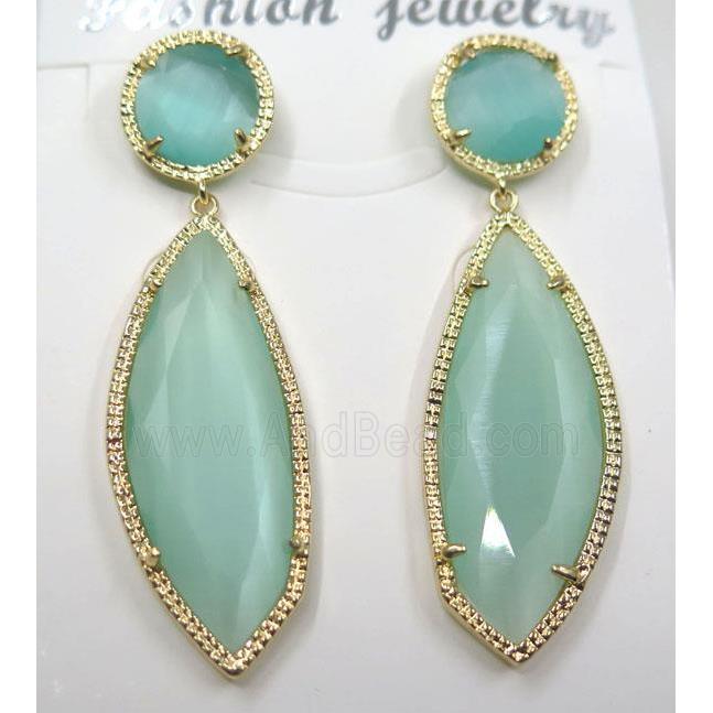green cat eye stone earring