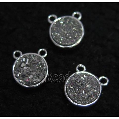 druzy agate pendant with 2loops, platinum plated