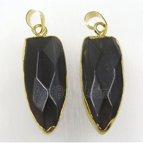 black Obsidian bullet pendant, gold plated