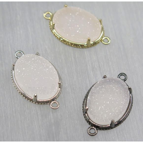 druzy agate connector, natural color, oval, mix