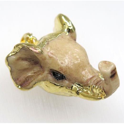 resin elephantHead pendant, gold plated