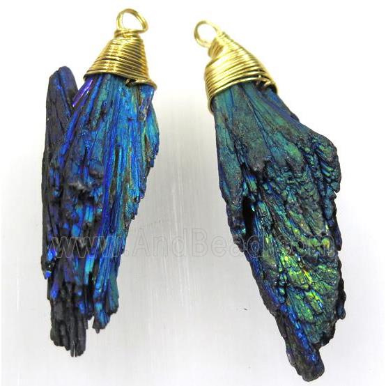 kyanite pendant, freeform, green Electroplated