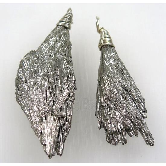 kyanite pendant, freeform, silver Electroplated