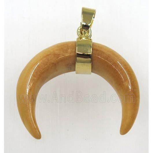 yellow crescent cattle bone pendant