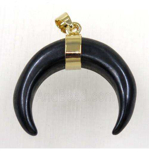 black cattle bone crescent pendant, horn