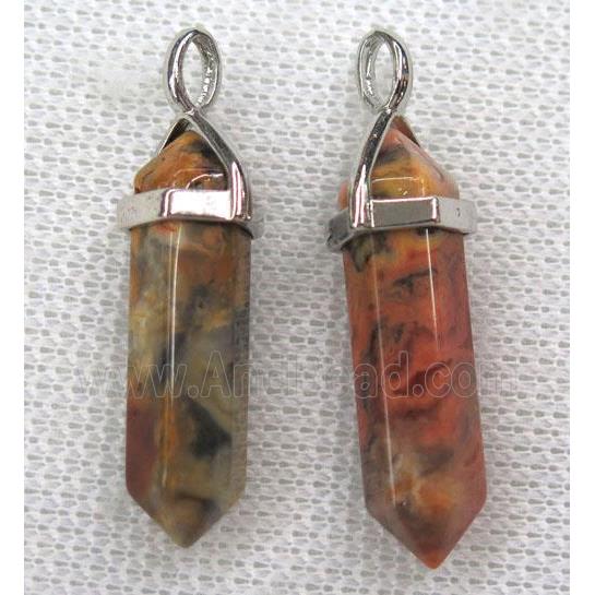 crazy agate bullet pendant, red
