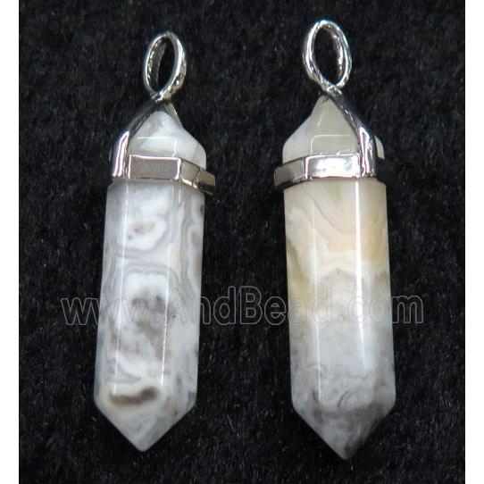 white crystal agate bullet pendant
