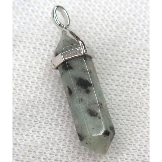 Sesame Kiwi Jasper bullet pendant