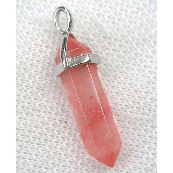 pink cherry quartz bullet pendant