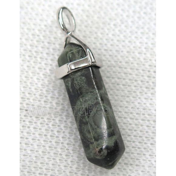 green Kambaba Jasper bullet pendant