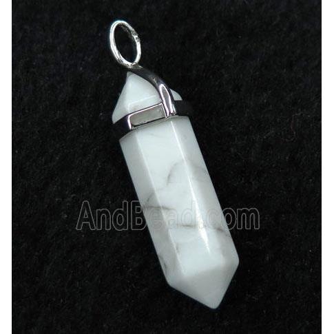 white howlite turquoise bullet pendant