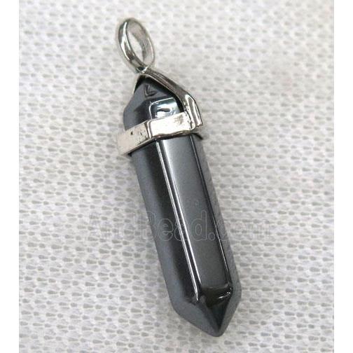 black Hematite bullet pendant