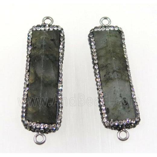 labradorite connector paved rhinestone, rectangle