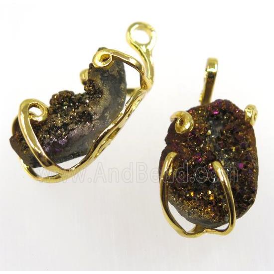 purple druzy agate tortoise pendant