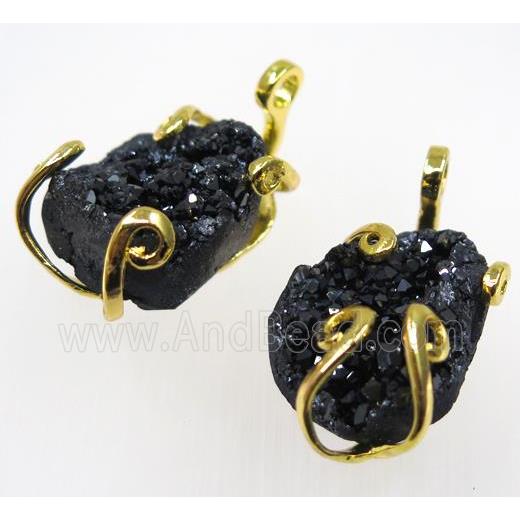 black druzy agate tortoise pendant