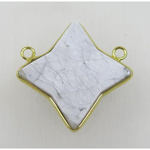white turquoise star pendant with 2loops, gold plated