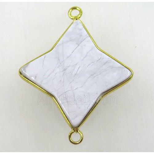 white turquoise connector, star, gold plated