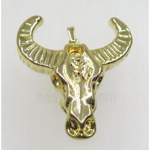 resin bullHead pendant, gold plated