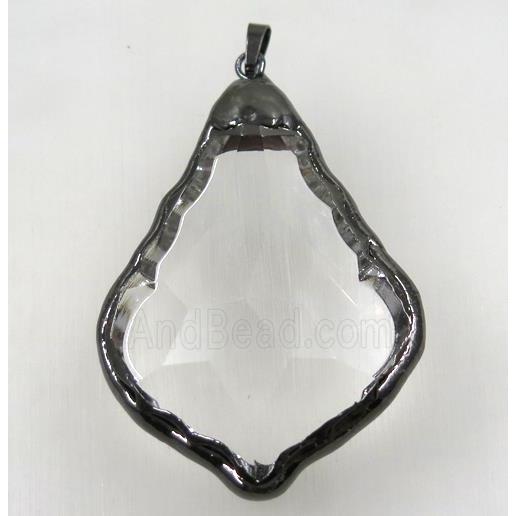 chinese crystal glass pendant, black plated