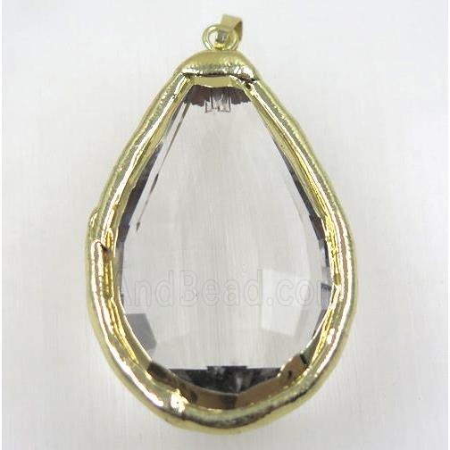 chinese crystal glass pendant, gold plated