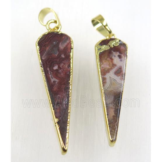 Mexican Crazy Agate pendulum pendant, gold plated