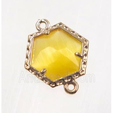 yellow Chinese Crystal Glass connector, gold plated