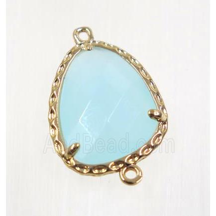 aqua Chinese Crystal Glass connector, gold plated