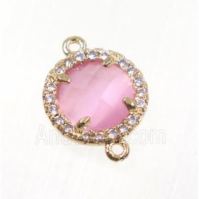 gemstone connector paved zircon, gold plated