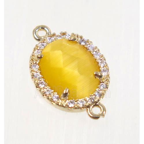 gemstone connector paved zircon, gold plated