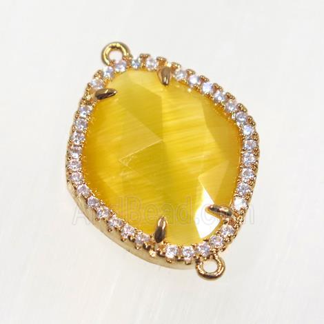 gemstone connector paved zircon, gold plated