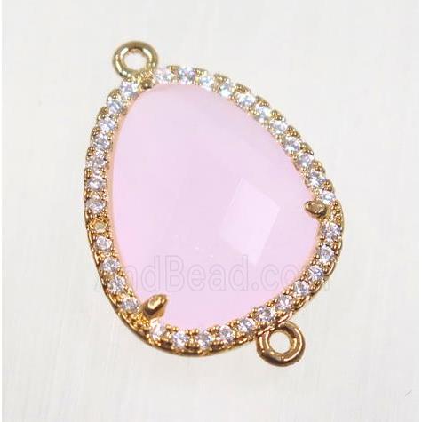 gemstone connector paved zircon, gold plated