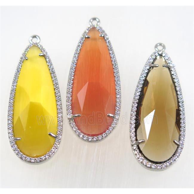 crystal glass pendant paved zircon, platinum plated, mix color